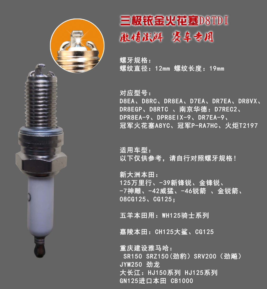 三極銥金火花塞D8TDI